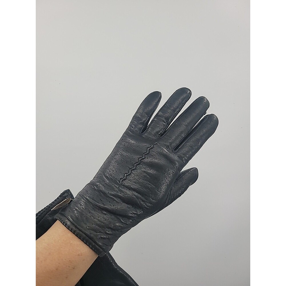 VTG Grandoe Black Leather Ladies Gloves Sz S NWT